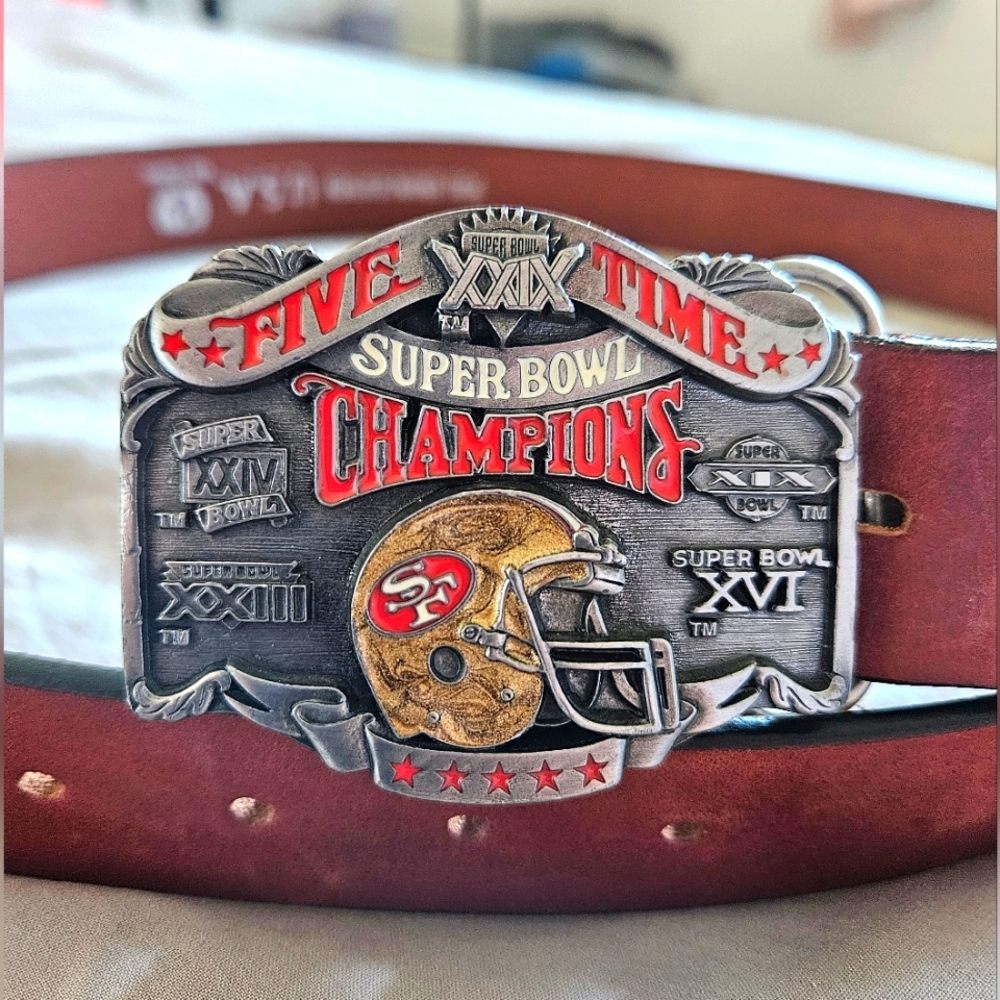 SF 49ers Five Time Superbowl Champions Metal Belt Buckle